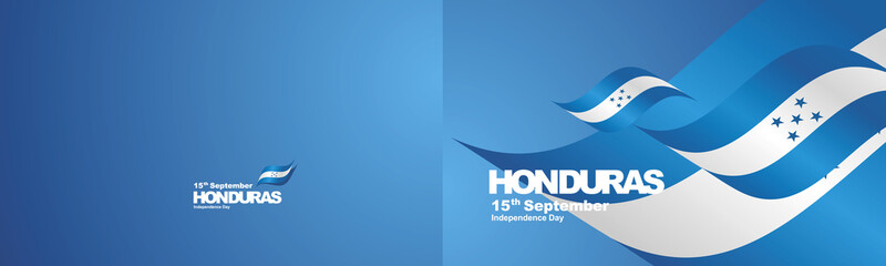 Independence Day Honduras flag ribbon two fold landscape background