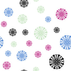 Light Multicolor vector seamless background with xmas snowflakes.
