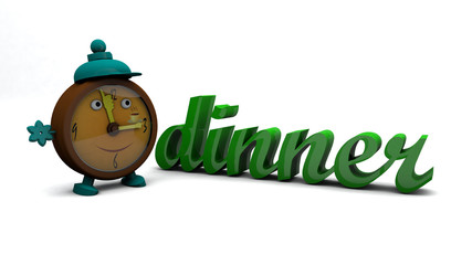 Service with the text of a dinner on a white background, 3d render