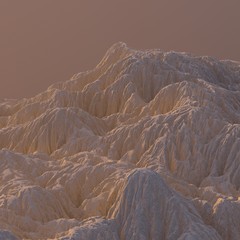 3D Illustration sandy Mountain Landscape. Mountainous Terrain. Abstract Background shot from top plane