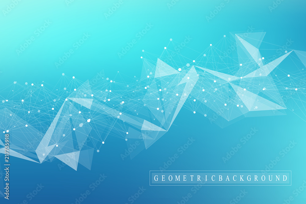 Poster Big data visualization. Artificial Intelligence and Machine Learning Concept. Graphic abstract background communication. Perspective backdrop visualization. Vector illustration.