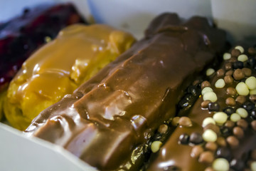 Eclair cakes with different topping