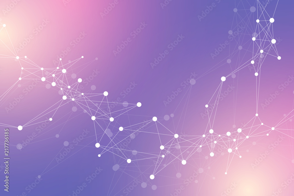 Aufkleber Technology abstract background with connected line and dots. Big data visualization. Perspective backdrop visualization. Analytical networks. Vector illustration.