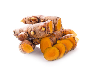 turmeric root isolated on white background