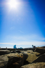 Obraz premium City on the rocks. Mediterranean coast. 