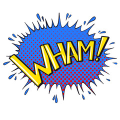Comics text sound effects. Bubble speech phrase WHAM. Vector illustration