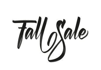 Vector illustration: Handwritten brush lettering of Fall Sale. Discount special offer template