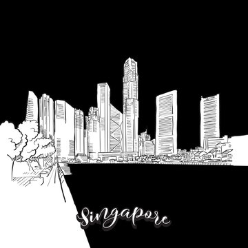 Singapore skyline, outline