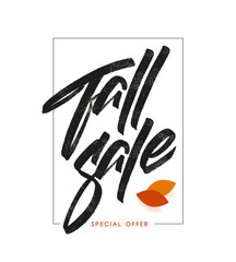 Vector illustration: Autumn Offer poster template with Handwritten lettering composition of Fall Sale.