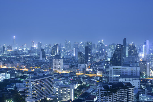 Bangkok skyscraper at night.