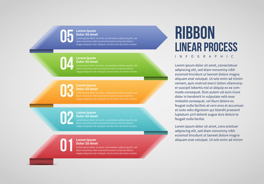 Ribbon Linear Process Infographic Layout