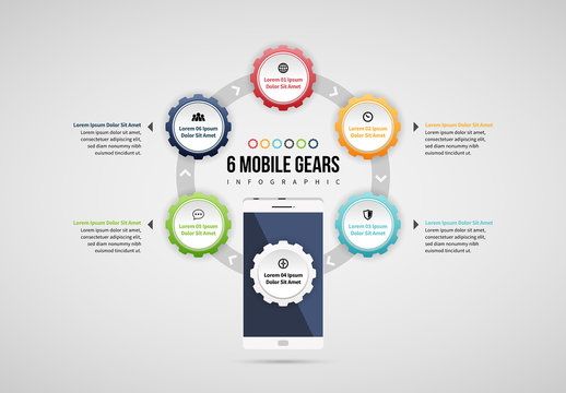 Six Mobile Gears Infographic Layout