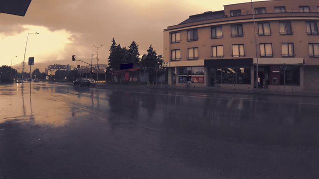 City Sofia in a rainy day
