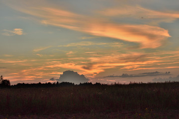 Obraz na płótnie Canvas Summer rural landscape at sunset