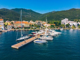 Obraz premium yachts in dock of montenegro port.