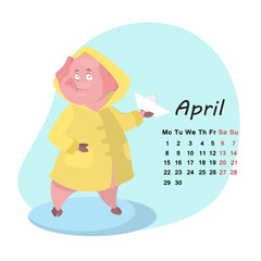 Pig calendar for April 2019