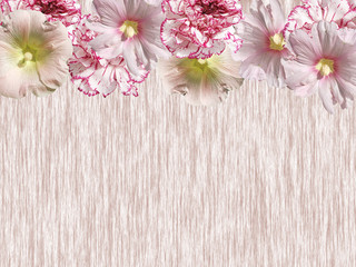 Beautiful flower background from a mallow and a hibiscus  