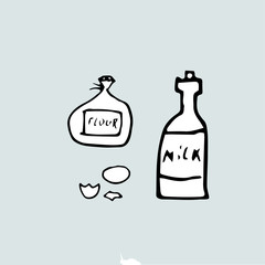 food preparation products, cooking food idea, Hand drawn