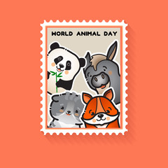 World animal day. Cute animals. Vector illustration.