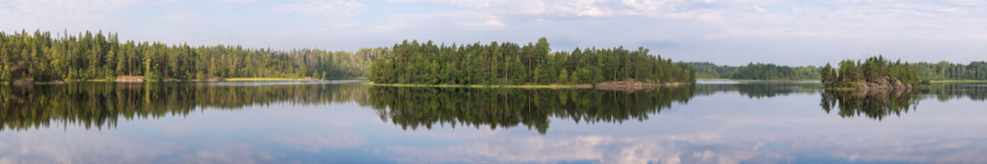 Fototapeta na wymiar panorama of a forest lake