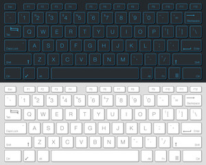 Computer Keyboard Vector Isolated. Gray and White Version