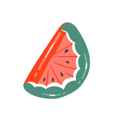 Hand drawn vector abstract graphic cartoon summer time collection flat illustrations with watermelon rubber swimming pool ring float isolated on white background