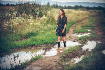 girl going on rural road