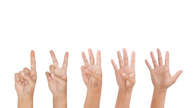 Five counting hand isolated on white background - clipping paths