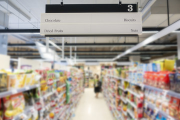 Blurred background of supermarket