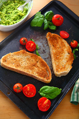 Avocado toast ingredients vertical