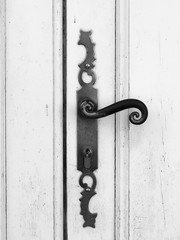 Old handle. Black and white photo.
