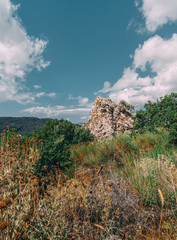 Mointains in Crete, Greece. View to Sivas. Panorama landscape from south-central Crete. In the...