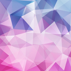 Polygonal vector background. Can be used in cover design, book design, website background. Vector illustration. Blue, pink, white colors.