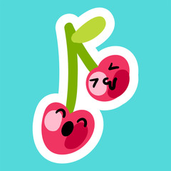 A pair of smiling and happy cherries