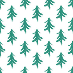 Endless Christmas Pattern with Christmas trees