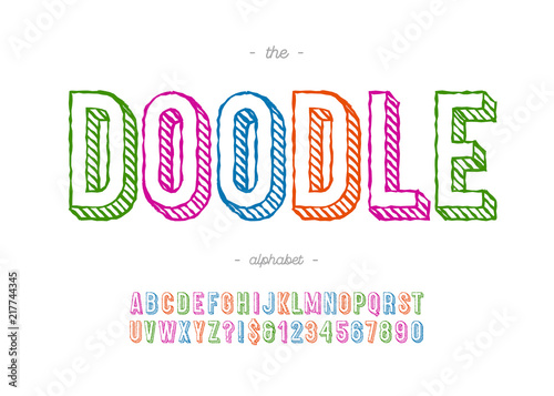 Vector Doodle Font Colorful Style For Decoration Logo Party