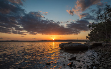 Fototapeta na wymiar Sunset over Lake Macquarie - New South Wales - Australia
