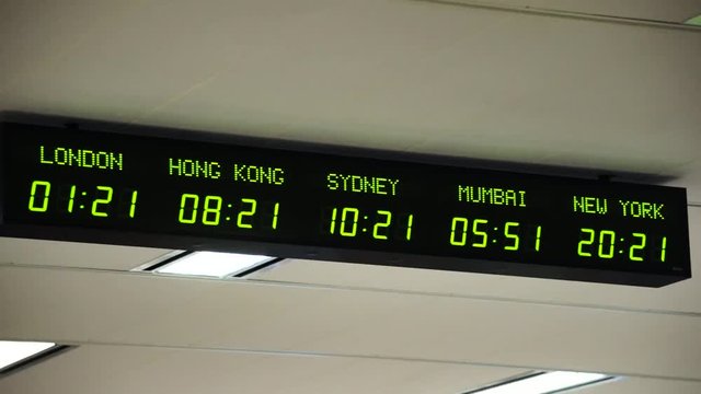 Digital world clock 5 zone steady view