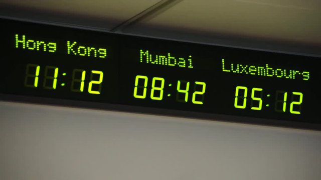 Digital world clock with 7 zones pan view