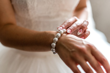 Bracelet on the hand of the bride
