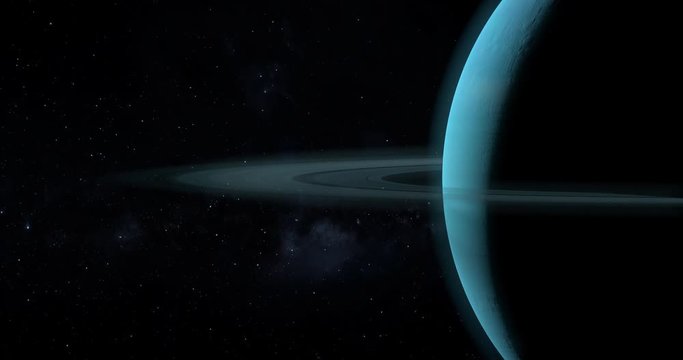 Uranus and her rings in the outer space