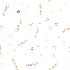 Light Green, Red vector seamless texture with lovely hearts.
