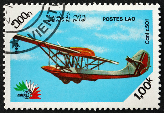 Postage stamp Laos 1985 Cant z.501, Aircraft