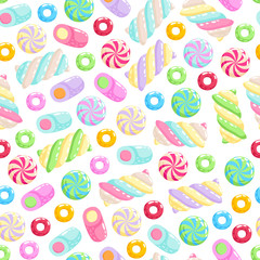 Colorful sweets icons background - vector illustration.