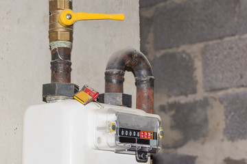 Household gas meter in the house.