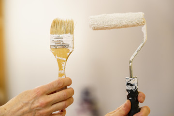 White paint with essentials equipment