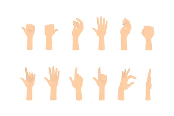 Fotobehang Set of hands showing different gestures © inspiring.team