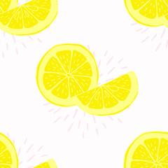 seamless pattern with lemon, cute fruity background