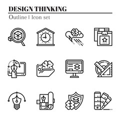 The 2nd design thinking icon set. The icon are outline. Illustration.
