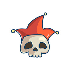 Skull character with clown hat
